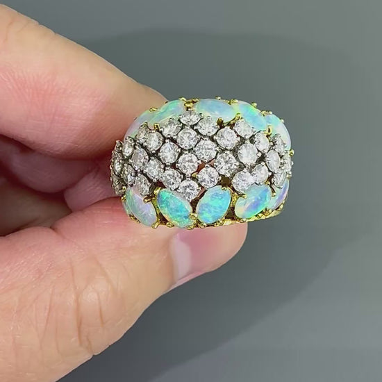 Estate 2.00ct Diamond Opal 18k Yellow Gold Ring