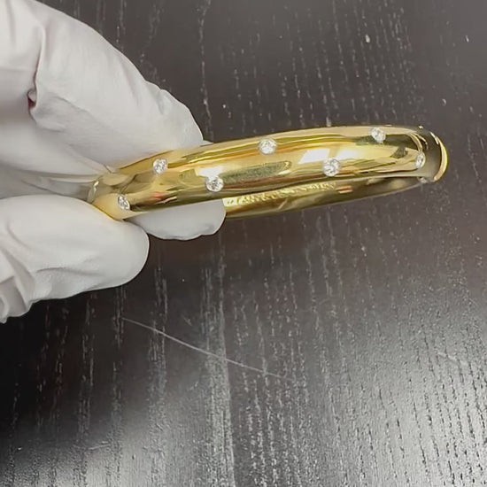 Estate Tiffany & Co 0.50ct Diamond 18k Yellow Gold and Platinum Etoile Bangle