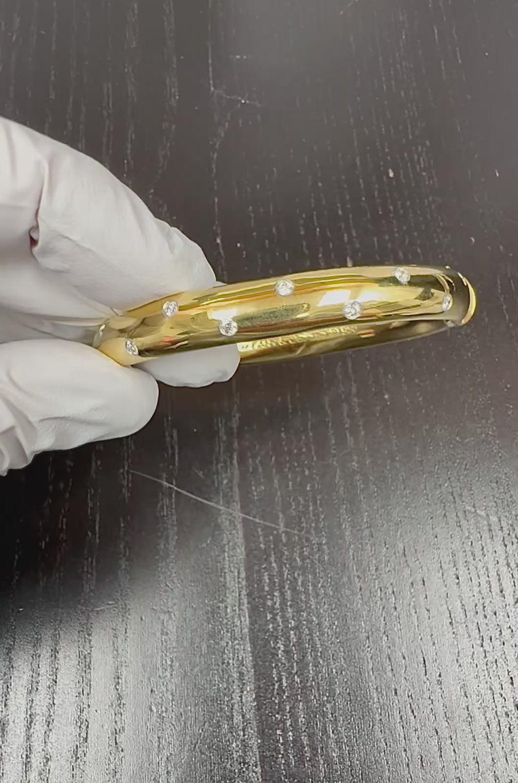 Estate Tiffany & Co 0.50ct Diamond 18k Yellow Gold and Platinum Etoile Bangle