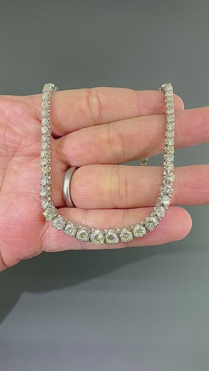 Estate 12.00ct Diamond 14k White Gold Tennis Necklace