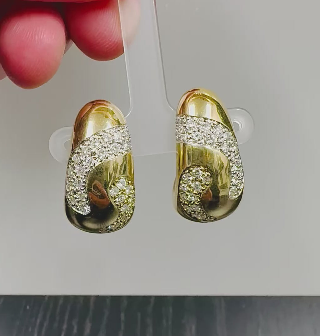 Estate 2.20ct Diamond 14k Yellow Gold Earrings