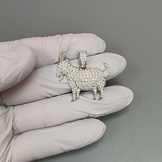 Estate 2.75ct Diamond 14k White Gold GOAT Pendant