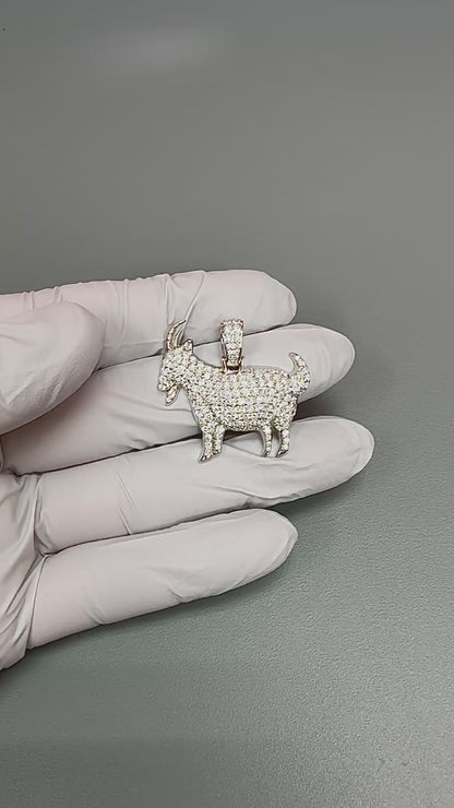 Estate 2.75ct Diamond 14k White Gold GOAT Pendant
