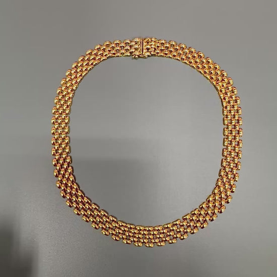 Estate 14k Yellow Gold Panther Link Style Statement Necklace