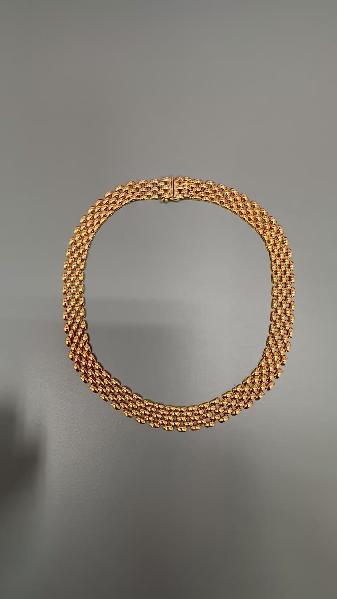 Estate 14k Yellow Gold Panther Link Style Statement Necklace