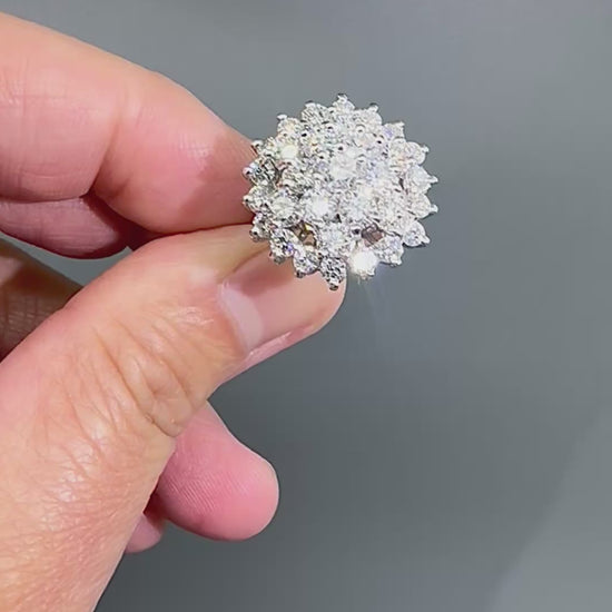 Estate 2.50ct Diamond Cluster Ring in 14k White Gold