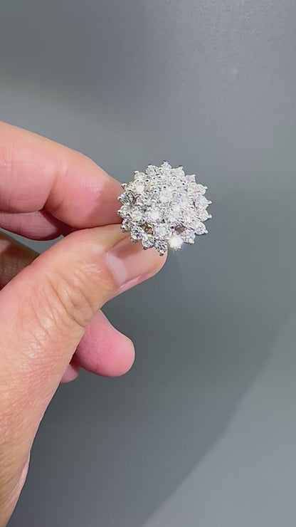 Estate 2.50ct Diamond Cluster Ring in 14k White Gold