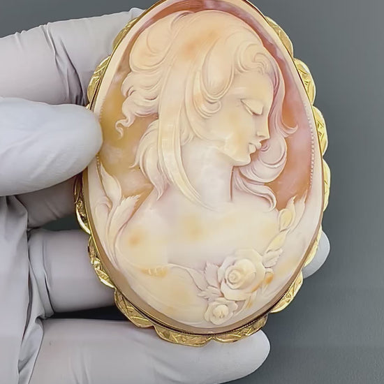Vintage 14k Yellow Gold Cameo Pin Pendant