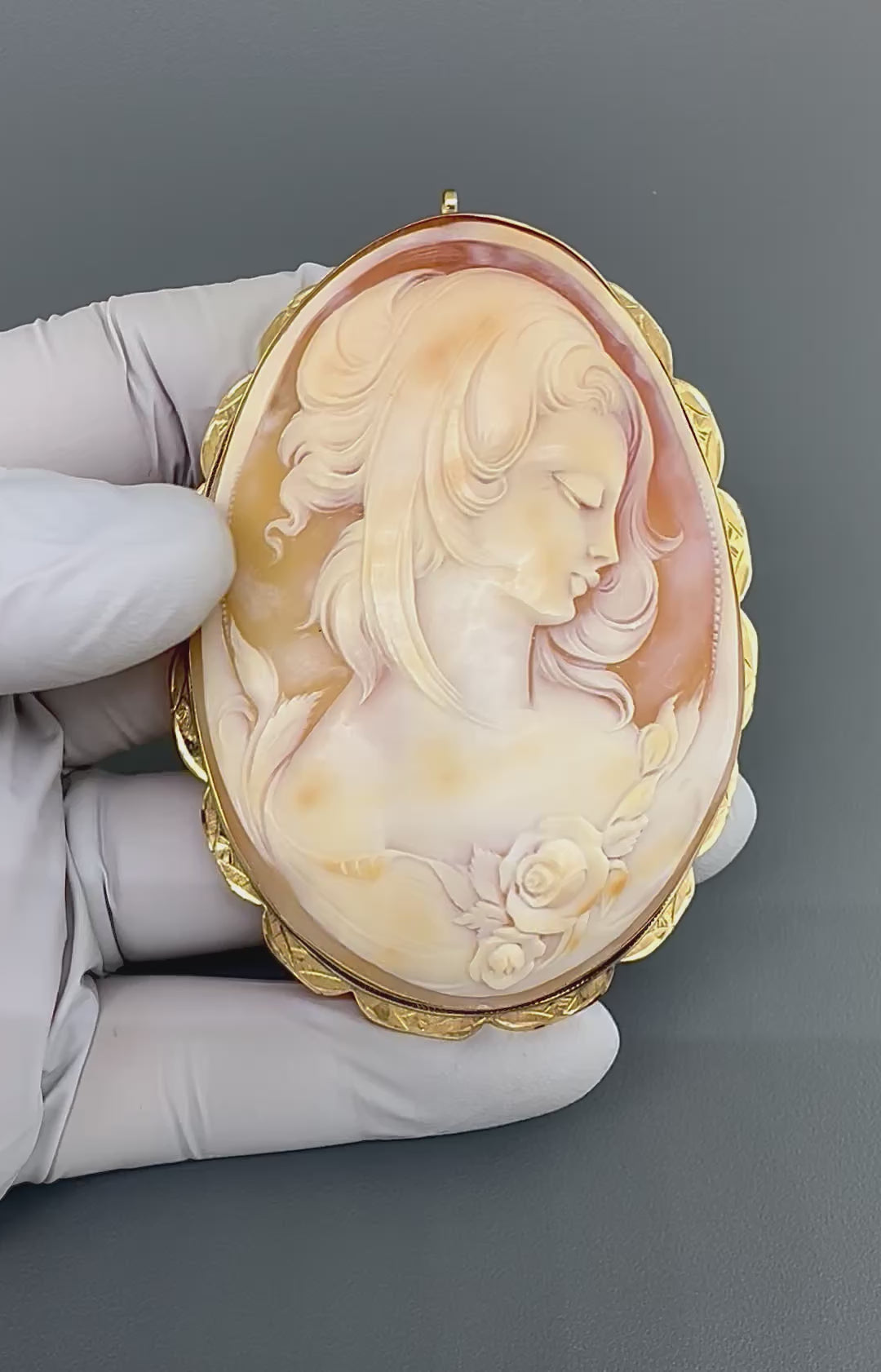 Vintage 14k Yellow Gold Cameo Pin Pendant
