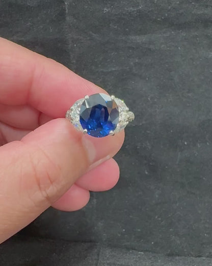 Estate 6.33ct Sapphire 1.16ct Diamond Platinum Engagement Ring