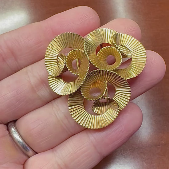 Vintage Tiffany & Co. 14k Yellow Gold Fluted Spiral Brooch Pin