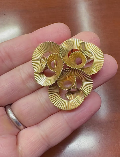 Vintage Tiffany & Co. 14k Yellow Gold Fluted Spiral Brooch Pin