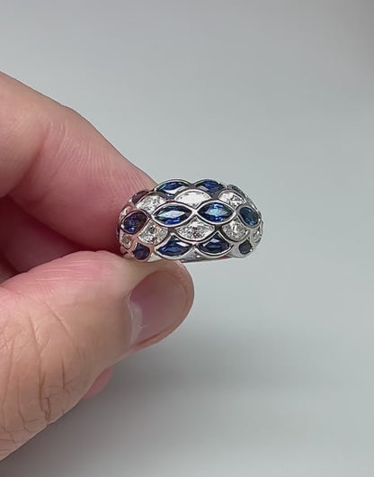 Estate 2.10ct Sapphire 0.99ct Diamond Platinum Ring