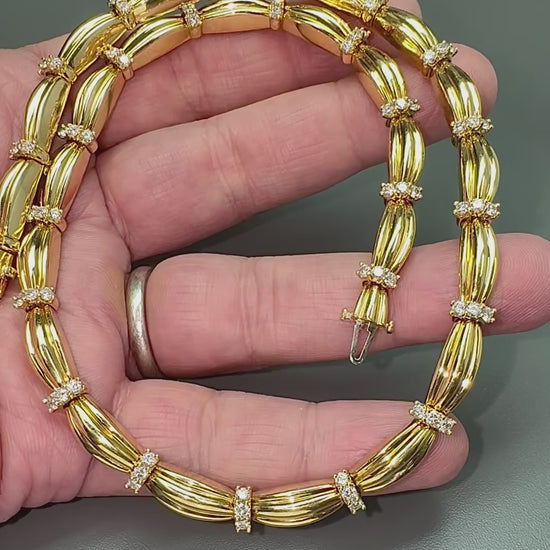 Estate Tiffany & Co 4.50ct Diamond 18k Yellow Gold Necklace