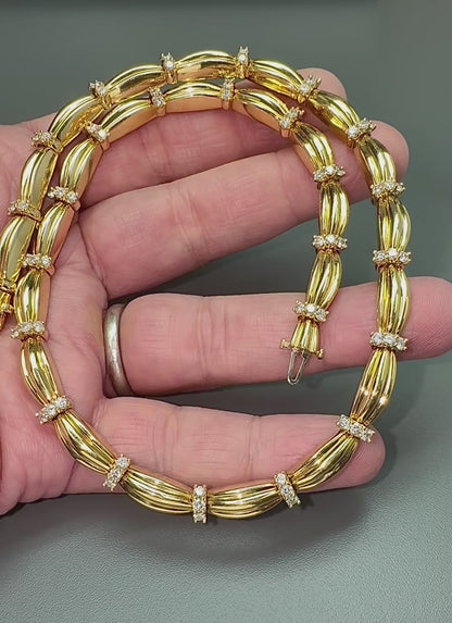 Estate Tiffany & Co 4.50ct Diamond 18k Yellow Gold Necklace