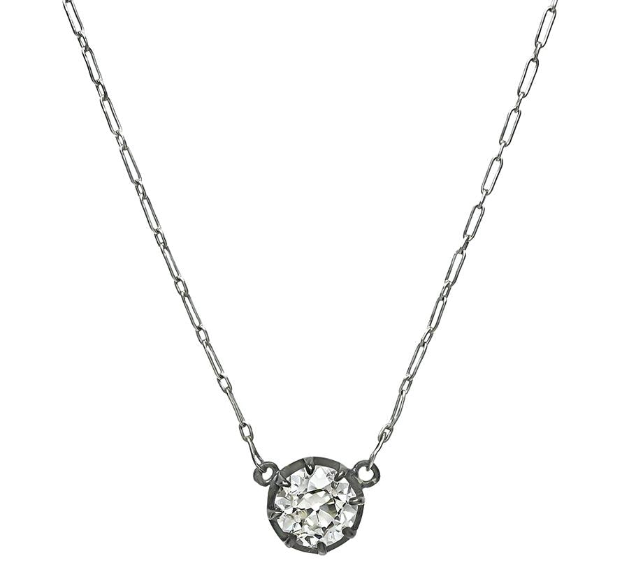 Vintage 1.57ct Diamond Pendant Necklace