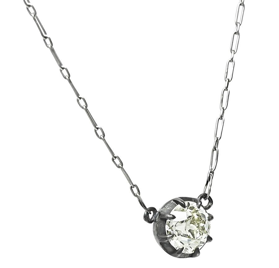 Vintage 1.57ct Diamond Pendant Necklace