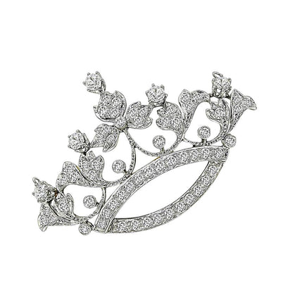 Victorian 2.75ct Diamond Platinum and 14k Gold Crown Pin / Pendant