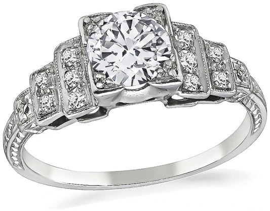 Art Deco GIA Certified 0.60ct Diamond Engagement Ring