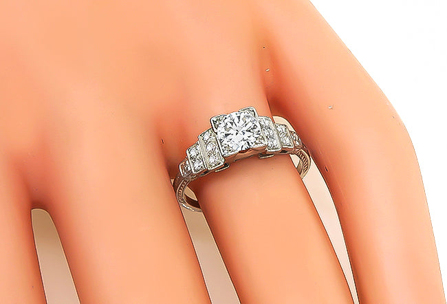 Art Deco GIA Certified 0.60ct Diamond Engagement Ring
