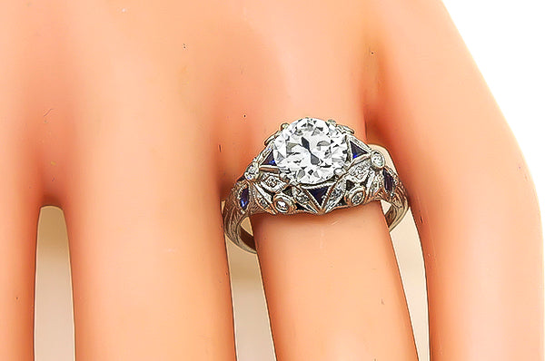 Art Deco GIA Certified 1.25ct Diamond Engagement Ring