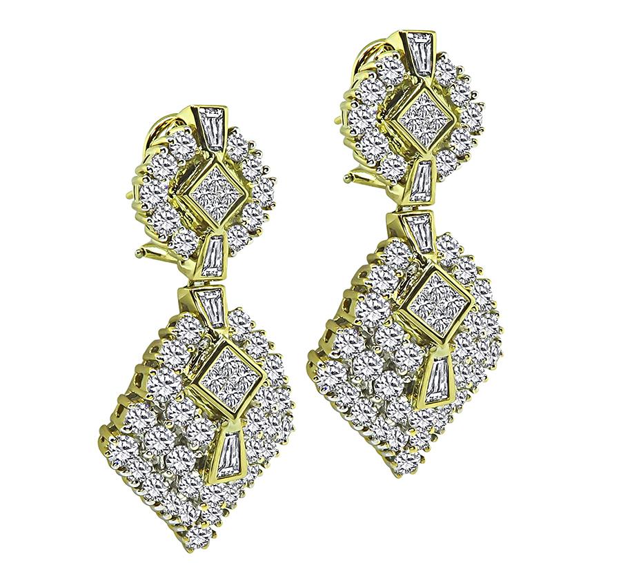 10.00ct Diamond Gold Dangling Earrings