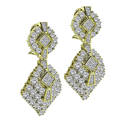 10.00ct Diamond Gold Dangling Earrings