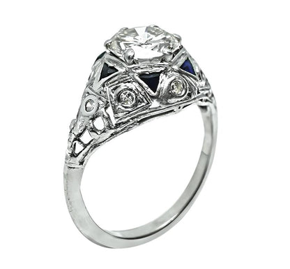 Vintage 1.30ct Diamond Sapphire Engagement Ring