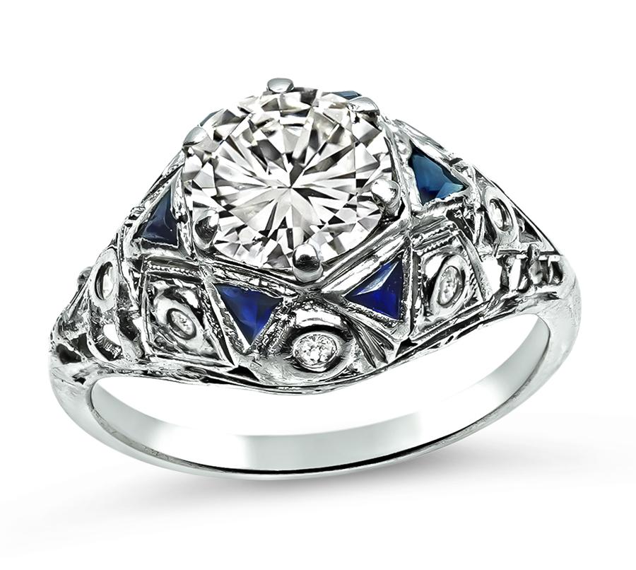 Vintage 1.30ct Diamond Sapphire Engagement Ring