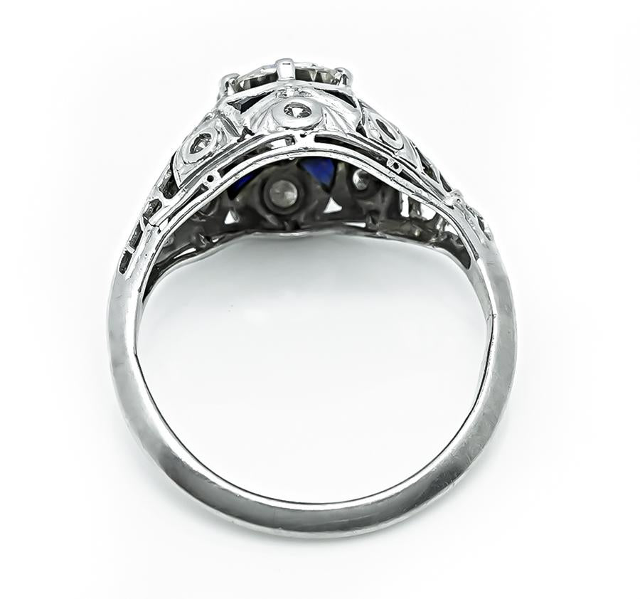 Vintage 1.30ct Diamond Sapphire Engagement Ring