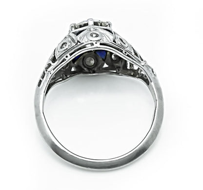 Vintage 1.30ct Diamond Sapphire Engagement Ring