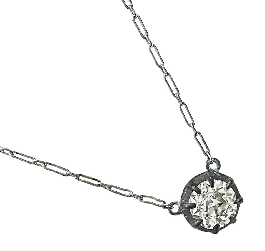 Vintage 1.31ct Diamond Pendant Necklace