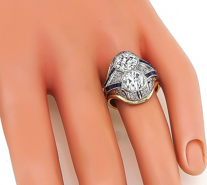 Vintage 2.76ct Diamond Sapphire Ring