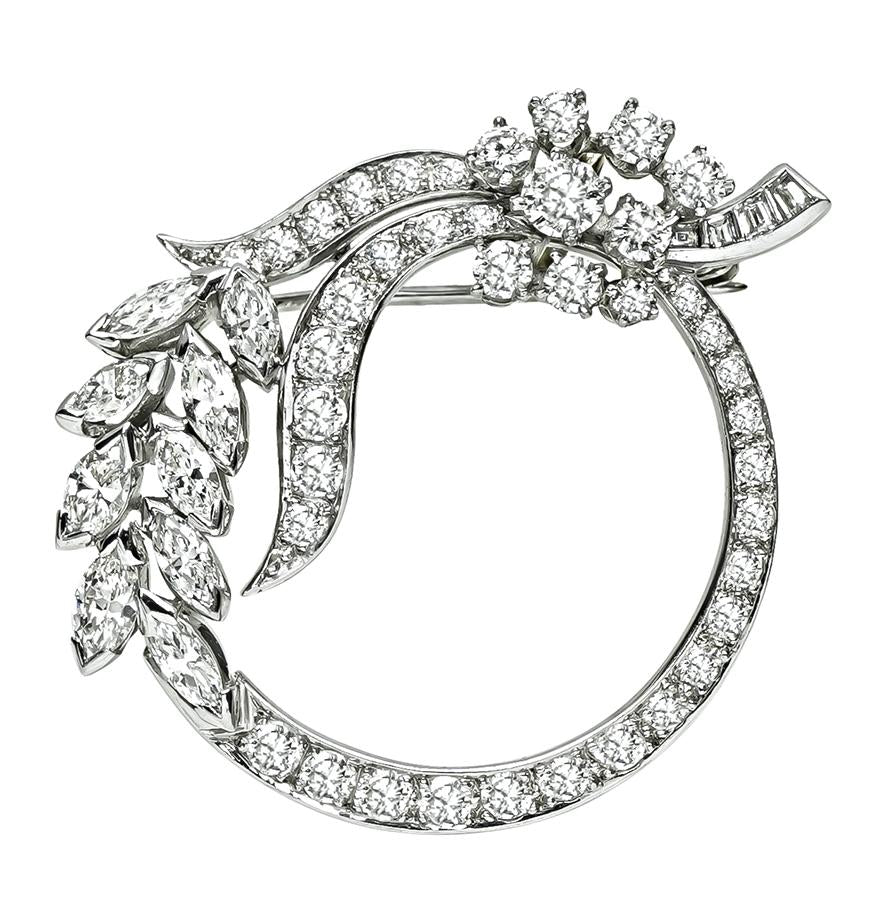 1950s 2.50ct Diamond Platinum Pin / Pendant