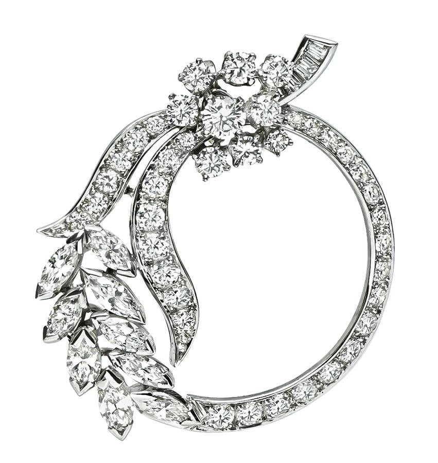 1950s 2.50ct Diamond Platinum Pin / Pendant