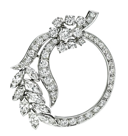 1950s 2.50ct Diamond Platinum Pin / Pendant