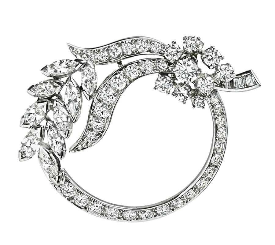 1950s 2.50ct Diamond Platinum Pin / Pendant