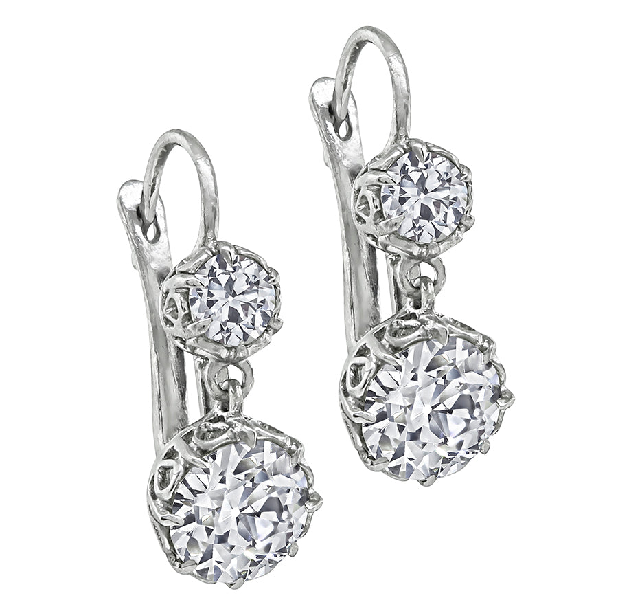 Estate 3.95cttw Diamond Dangling Earrings