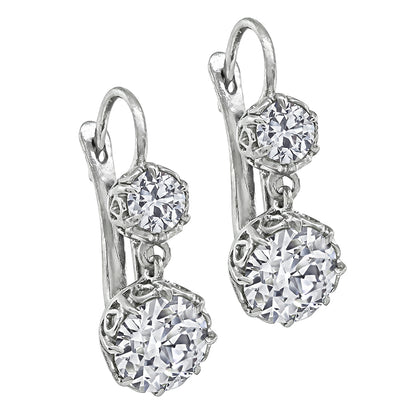 Estate 3.95cttw Diamond Dangling Earrings