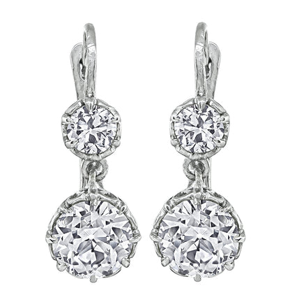 Estate 3.95cttw Diamond Dangling Earrings