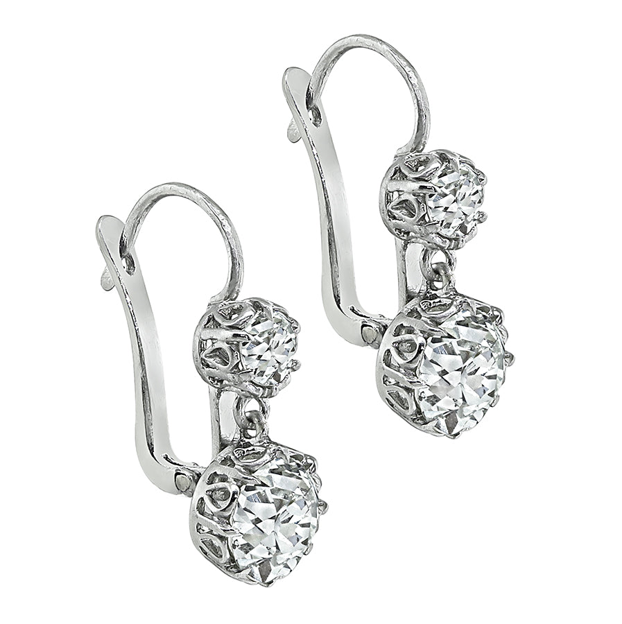 Estate 3.95cttw Diamond Dangling Earrings