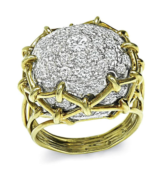 Vintage 3.50ct Diamond Two Tone Gold Ring