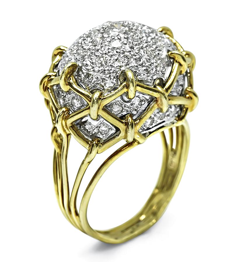 Vintage 3.50ct Diamond Two Tone Gold Ring