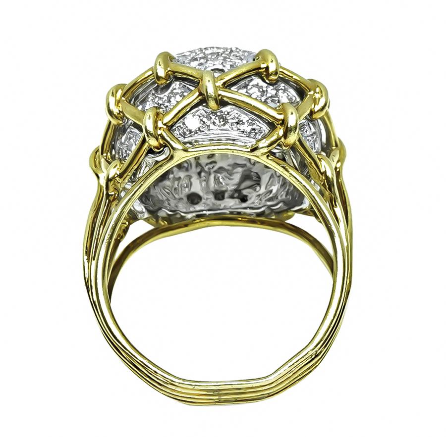 Vintage 3.50ct Diamond Two Tone Gold Ring