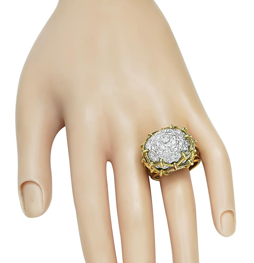 Vintage 3.50ct Diamond Two Tone Gold Ring