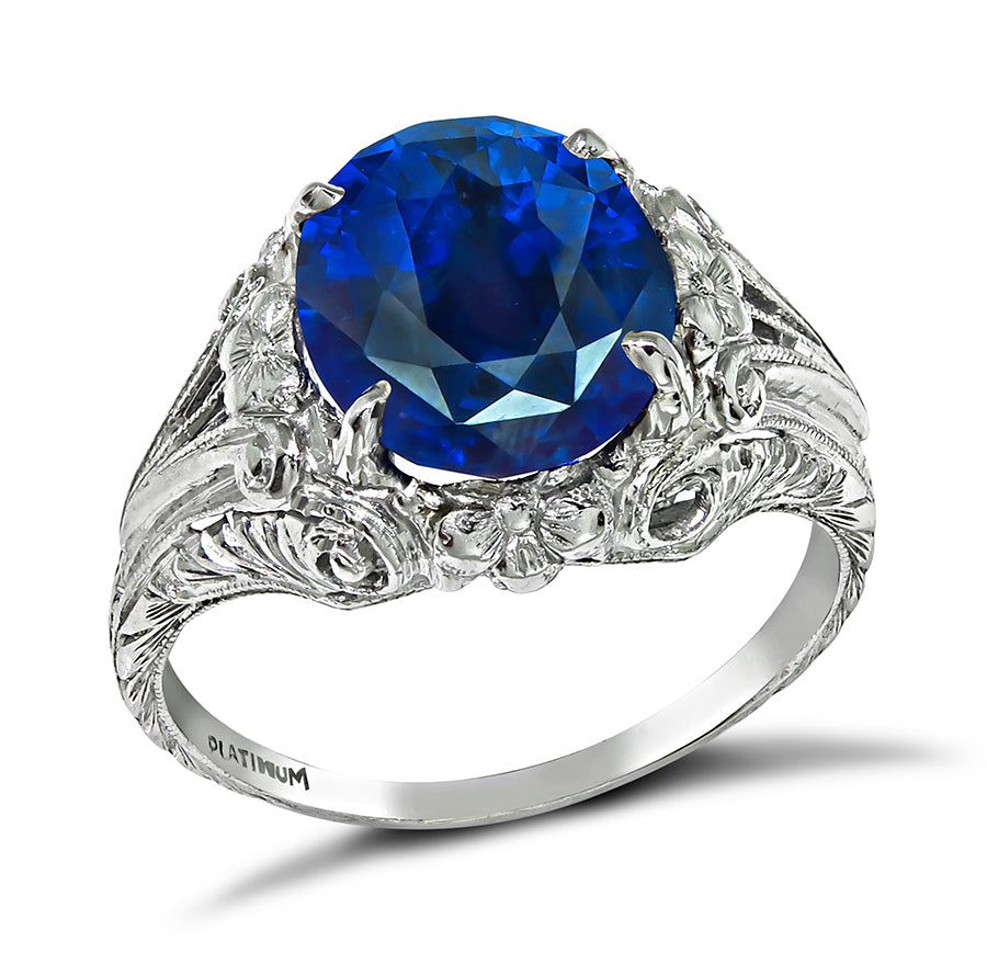 Art Deco 4.33ct Sapphire Engagement Ring