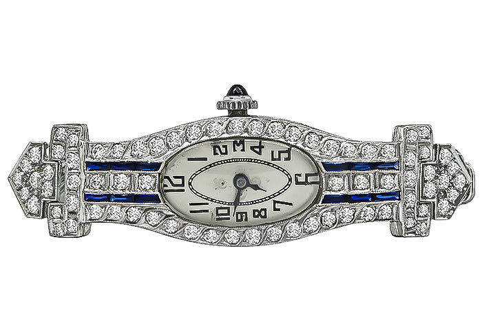 Vintage Goering Swiss 2.00ct Diamond Sapphire Watch