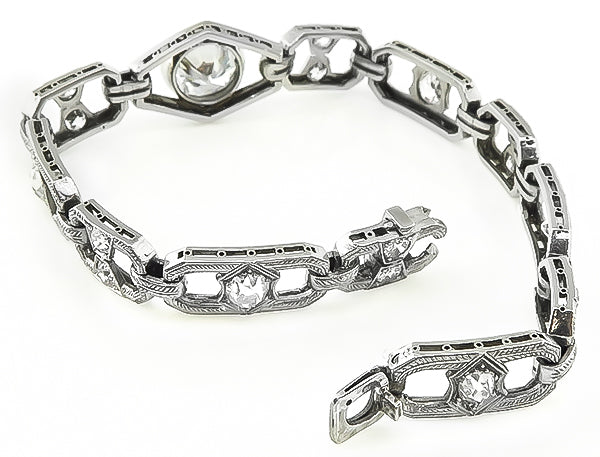Estate 2.35ct Center Diamond 3.00ct Side Diamond Bracelet