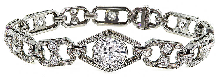 Estate 2.35ct Center Diamond 3.00ct Side Diamond Bracelet