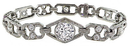 Estate 2.35ct Center Diamond 3.00ct Side Diamond Bracelet